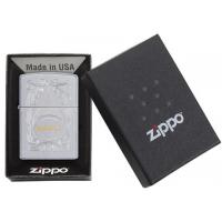 Zippo - Satin Chrome Gold Script - Windproof Lighter