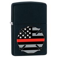 Zippo - Flag Red Line Design - Matte Black - Windproof Lighter