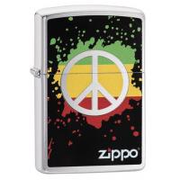 Zippo - Brushed Chrome Peace Splash - Windproof Lighter