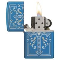 Zippo - High Polish Blue Elegant Cross Design - Windproof Lighter - CHRISTMAS SALE