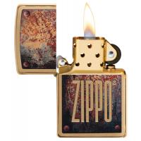 Zippo - Brushed Brass Rusty Plate Design - Windproof Lighter