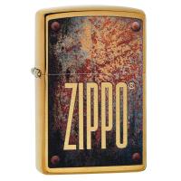 Zippo - Brushed Brass Rusty Plate Design - Windproof Lighter