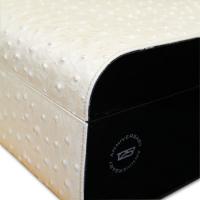 Gentili Pelle Leather Humidor - White Ostrich & Ebony side - 50 Cigars Capacity