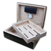 Gentili Pelle Cigar Humidor - Black Ostrich & Carbon Fibre - 50 Cigars Capacity