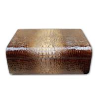 Gentili Pelle Humidor - Brown Leather Crocodile and Ebony - 50 Cigars Capacity