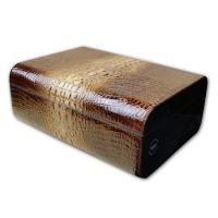 Gentili Pelle Humidor - Brown Leather Crocodile and Ebony - 50 Cigars Capacity