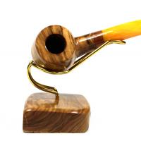 Tommaso Spanu Olivastro Olivewood Bent Fishtail Pipe And Stand (ART242)