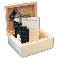 SLIGHT SECONDS - Adorini Carrara Deluxe White Cigar Humidor - Medium - 60 Capacity