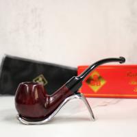 BBB Minerva 318 Smooth Ruby Bent Briar Metal Filter Fishtail Pipe (BBB151)