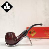BBB Minerva 318 Smooth Ruby Bent Briar Metal Filter Fishtail Pipe (BBB151)