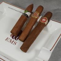 EMS White Ceramic Ashtray + Cuban Cigar Selection Sampler