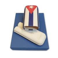Elie Bleu - Large Cuban Flag Cigar Case - 2 Cigars Â– up to 64 ring gauge