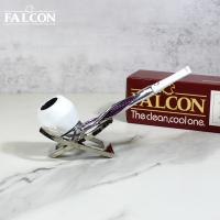 Falcon Silver Shillelagh Purple Twisted White Bowl Fishtail Pipe (FAL288)