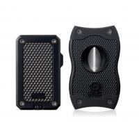 Colibri Rally Single Jet Lighter & SV Cutter Set - Black