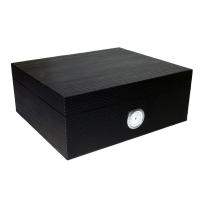 SLIGHT SECONDS - Black with Horizontal Lines Humidor - 50 Cigar Capacity