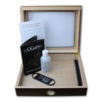 Diego Glass Top Walnut Humidor - Chrome Hygrometer - 20 Cigars Capacity