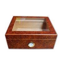 Knutsford Angelo Matte Burl Glass Top Humidor - 30 Cigar Capacity