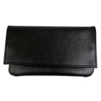 Black Leather Tobacco Pouch with Cigarette Paper Holder