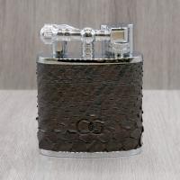 J Cure C.Gars Collection Jet Flame Table Lighter - Brown Python Leather
