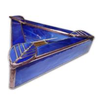 Artisan Glass Cigar Ashtray - Tri Rest  - Royal Blue