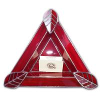 Artisan Glass Cigar Ashtray - Tri Rest  - Ruby Red