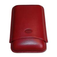 Jemar Leather Cigar Case - Large Gauge - Three Cigars - Red