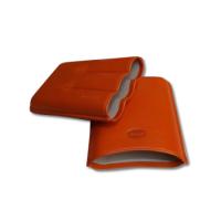 Jemar Leather Cigar Case - Large Gauge - Three Cigars - Orange (End of Line)