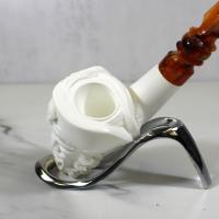 Meerschaum Large Pirate With Eyepatch Bent Fishtail Pipe (MEER181)