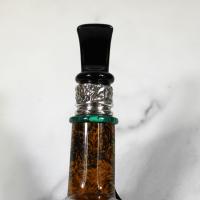 Neerup Boutique Silver And Malachite Series gr 3 Bent 9mm Filter Fishtail Pipe (NEER147)
