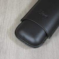 Zino Robusto Size Leather Case - Fits 2 Cigars - Black