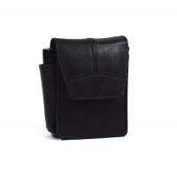 Black Leather Cigarette Holder & Clipper Pouch - Button Up