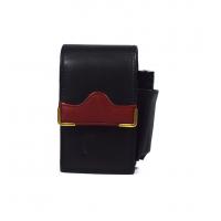 Black & Red Leather Adjustable Cigarette Holder & Clipper Pouch