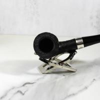 Peterson Sherlock Holmes Mycroft Silver Mounted Black Sandblast P Lip Pipe (PE1751)