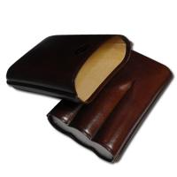 Jemar Leather Cigar Case - Robusto - Three Cigars - Brown