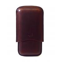 Chacom CIG-R Retro Brown Leather 3 Finger Cigar Case - Fits 3 Cigars