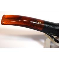 Savinelli Cocktail 673 Sandblast Black 6mm Filter Amber Red Stem Fishtail Pipe (SAV366)