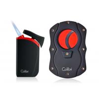 Colibri Falcon Single-jet Lighter & Cutter Set - Black & Red (Discontinued)