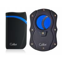 Colibri Falcon Single-jet Lighter & Cutter Set - Black & Blue (End of Line)