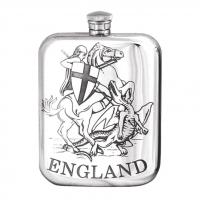 6oz Pewter Hip Flask George & the Dragon - TSF680