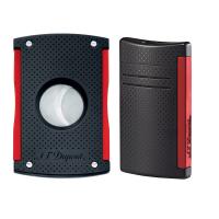 ST Dupont Maxijet Lighter & Cutter Set - Matt Black & Red