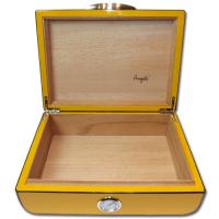 Angelo Yellow and Carbon Fibre Look Humidor - 30 Cigar Capacity