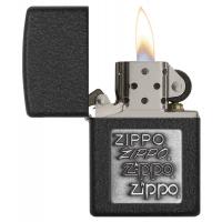 Zippo - Black Crackle Silver Zippo logo - Windproof Lighter