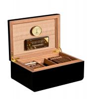 Adorini Carrara Deluxe High Gloss Black Cigar Humidor - Large - 150 Capacity