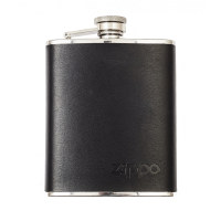 Zippo Stainless Steel 6oz Hip Flask - Leather Wrapped