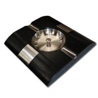 Black wooden ashtray - two cigar rest (code AT404)