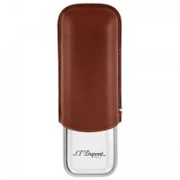 ST Dupont Leather Double Cigar Case Metal Base - Brown