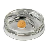 Clear Glass Round Pipe Ashtray With 2 Pipe Rests & Cork Knocker