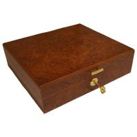 Light Burl Desk Top Lockable Humidor - 15 Cigar Capacity