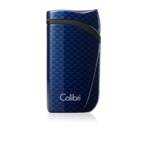 Colibri Falcon Single Jet Lighter & V Cut Set - Blue Carbon Fiber