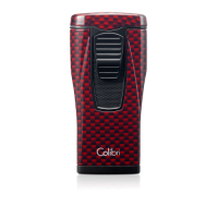 Colibri Monaco Triple-jet Flame Lighter & V Cut Cutter Set - Red Carbon